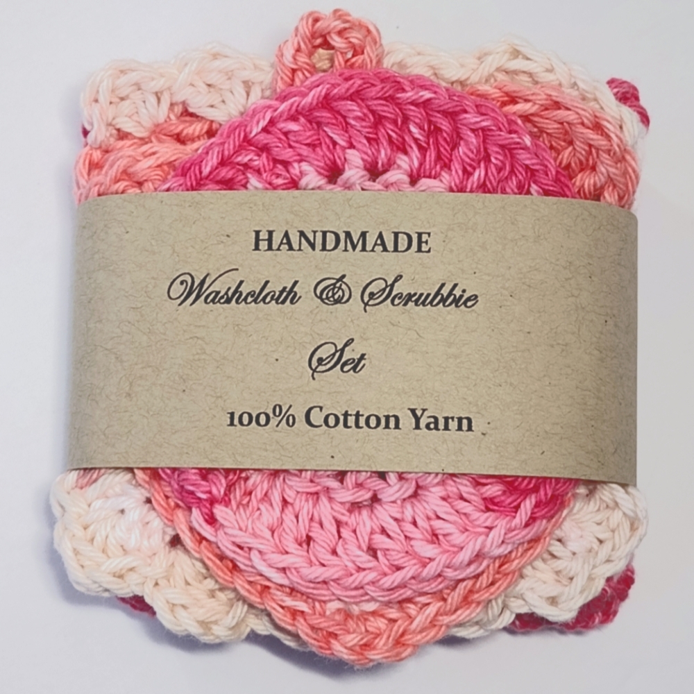 Handmade Washcloth and Scrubbie Set 100% Cotton